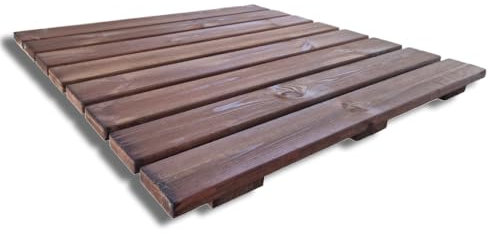 Pedana doccia antiscivolo in legno 78x78 cm, 4,4 cm di spessore, Marrone