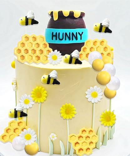 Honeycomb Honeypot Biene Kuchendekoration Bären Babydusche Kuchendekoration | Honeycomb Biene Kuchendekoration Bären Babydusche Kuchendekoration Fun to Bee One Cake Topper Party Favors Supplies
