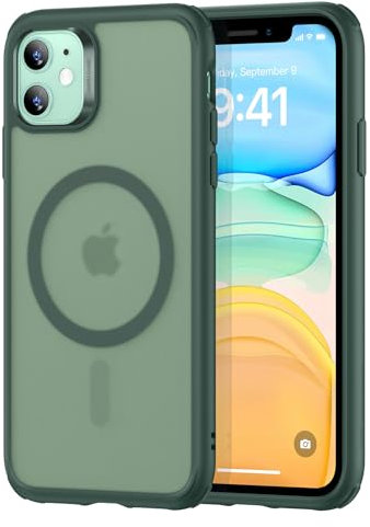 ESR Cover per iPhone 11, Compatibile con MagSafe, Protezione di livello militare, Resistente all'ingiallimento, Retro resistente ai graffi, Custodia magnetica, Serie Classic, Verde Trasparente