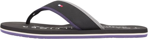 Tommy Hilfiger Herren Flip Flops Tumble Beach Sandal mit Logo, Schwarz (Black), 43