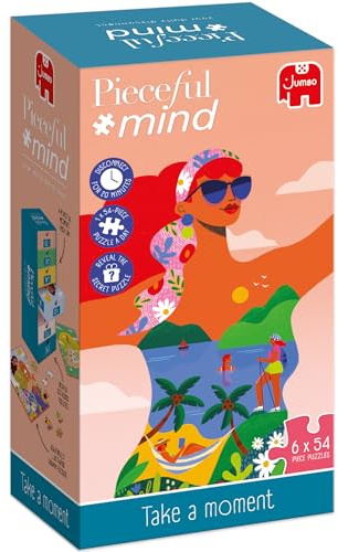 Jumbo Peace by Piece - Pieceful Mind - Take a Moment, Nehme dir einen Moment - 7 Tage 7 Puzzle mit je 54 Teilen, Ausmalbild inkl., für Erwachsende