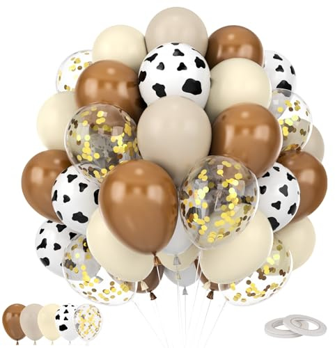 Yumcute Cowboy Theme Balloons, Eco-friendly Cow Print Balloons Adults Kids, 40 Pcs Cowboy Party Decorations Farm Animals Themed Party Decor, Congratulations Balloon s for Cowboy Cowgirl Bithday