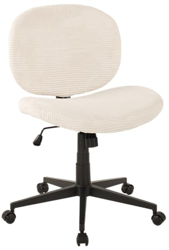 Duo Collection Drehstuhl Tilo – Bürostuhl aus Kordstoff in Grau, höhenverstellbar mit Wippmechanik – bequemer Homeoffice Schreibtischstuhl bis 110 kg (Creme)