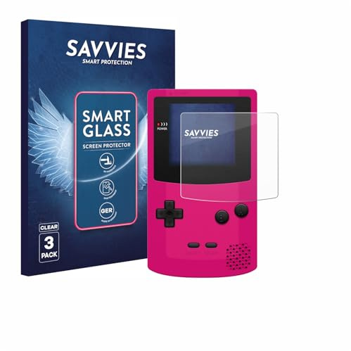 Savvies Schutzglas für Nintendo Gameboy Color | 3 Stück Transparenter Displayschutz Made in Germany Panzer Schutz Glas 9H Schutzfolie HD Klar Blasenfrei Einfache Montage