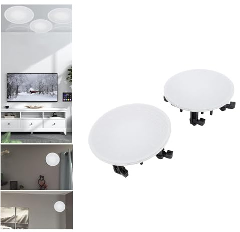 LICAEVEY 2PCS 175mm Ceiling Speaker Grille Covers, White Round Metal Mesh Cover with ABS Mounting Base, Fit for 6.5-7 Inch In-Wall & In-Ceiling Speakers
