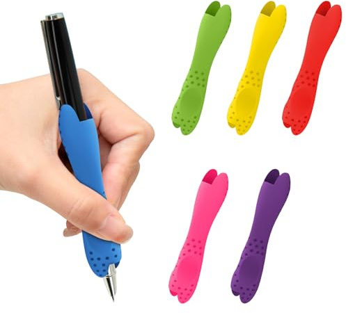 Solbrezeni Silicone Pencil Grips, 6 Pcs Pencil Grips for Children and Adults, Silicone Holder for Writing, for Writing and Drawing, Double-Head Design, Suitable for Right and Left-hand users