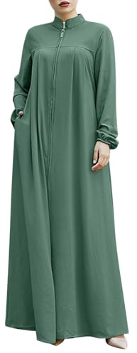Jinitaimei Gebetskleidung für Frauen, Abaya Damen Muslimische Kleider, Kaftan Damen mit Reißverschluss, Islamische Robe mit Taschen, Maxi-Gebetskleid Ohne Hijabs