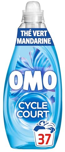 OMO Lessive Liquide Mon Cycle Court Parfumé Fraîcheur Insolente, 37 Lavages | Lessive hypoallergénique peaux sensibles, efficace dès 15 minutes, élimine les odeurs, parfum thé vert et mandarine