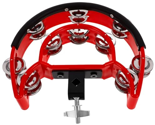 IMIKEYA Tambourin Robuste à Double Rangée en Métal et Abs, Accessoire de Charleston pour Batterie, Tambourin de Montage avec Rebord en Caoutchouc Antichoc, Instrument de Percussion