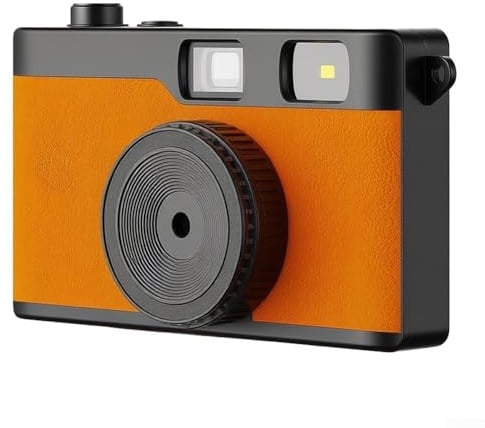 Fotocamera digitale vintage – Fotocamera digitale retrò con 12 MP, fotocamera vintage senza schermo, fotocamera compatta per principianti (Arancione)