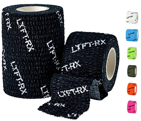 LYFT-RX Hook Grip Tape mit Hochwertigem Klebstoff – Lifting Sporttape Für Gewichtheben Cross Krafttraining, Dehnbares Finger Fit Tape, Lift, Sport, Weightlifting Thumb Tape, Black 38mm 3 Rollen