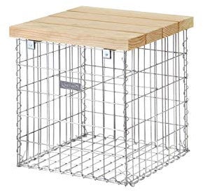 bellissa Gabionenbank - 97151 - Gabionen-Gartenbank ohne Lehne - Garten-Bank, Sitzfläche aus Douglasien-Holz - 55 x 56 x 54 cm