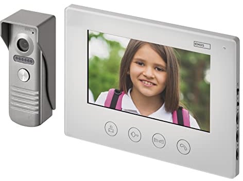 EMOS Video-Türsprechanlage mit WiFi/Video-Türklingel Set + App für Android/iOS, wasserdichte 720p Kamera mit Nachtsicht und LCD-Monitor mit 7'' Farbdisplay