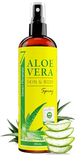 Aloe Vera Spray für Haut & Haar - 99% Bio, 355 ml - 100% Natürlich, Rein & Ohne Zusatzstoffe – Ohne Verdickungsmittel, zieht schnell ein ohne Rückstände – aus Frisch Geschnittener , Nicht Pulver
