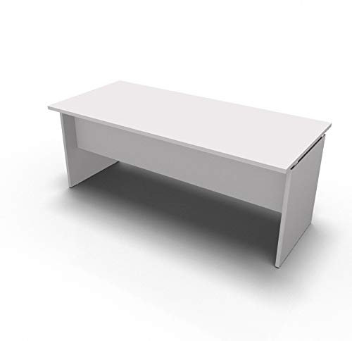 One Living Scrivania da Ufficio Panel Desk Tavolo Porta PC 180 x 80 x 73 CM - Bianco