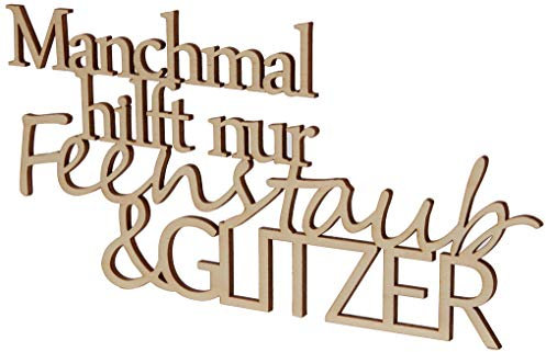 Rayher Holzschrift Feenstaub & Glitzer,FSC zertifiziert, natur, 24 x 12,2 x 0,4 cm, Schriftzug Holz, Wanddekoration Holz, 46425505