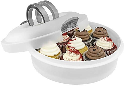 Southern Homewares Pie Carrier with Lid and Handle 3-in-1 - Plastic Pie Container for Cakes, Pies, Cupcakes, Muffins Dessert, Pie Transport Container