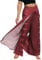 Nuofengkudu Damen Sommerhose Hippie Lange Hosen mit Schlitz Lockere Weites Bein Palazzo Bunt Flowy Yogahose Luftige Elegant Leicht Freizeit Sommer Strand Urlaub(Weinrot,Größe XL,Etikett L/XL)