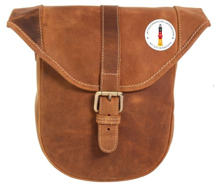Gusti Fahrradtasche Leder - Félicia B. Lenkertasche Fahrrad Tasche Umhängetasche Handtasche Wasserdicht Canvas Braun Herren Damen kompatibel mit KlickFix ohne Adapter