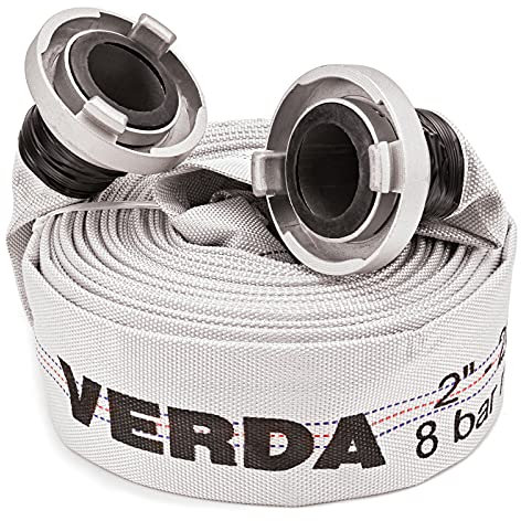 Schlauch 20m – 2 Zoll (52mm) Flachschlauch mit Storz C Kupplung – 8 Bar Druck – Feuerwehrschlauch, Bauschlauch, Wasserschlauch, flexibel, robust, Garten, Landwirtschaft, Gartenschlauch