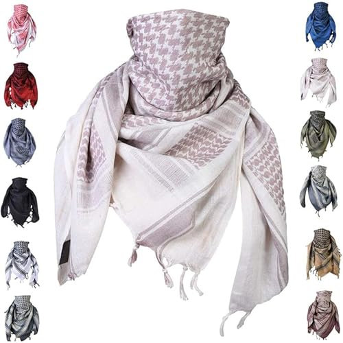 Shemagh Schal Herren & Damen Taktische 100% Baumwolle Militär Kopf Hals Wrap Schal Motorrad Wandern Paintball Gesichtsmaske 106,7 x 106,7 cm - Beige - Einheitsgröße