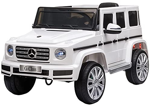 HOMCOM Mercedes Benz G500 Licensed 12V Kids Electric Ride On Car Toy with Parental Remote Control Battery-powered 2 Motors Music Lights MP3 for Age 3+ White