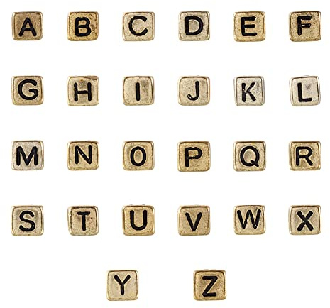Cheriswelry 934 Stück/Box Acryl Würfel Alphabet Perlen Gold Schwarz Cubic A-Z Buchstaben Spacer Perlen Charms für Schmuck Armband Schlüsselanhänger Herstellung