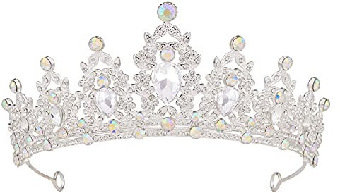 Crowns for Women, Vofler Silver Tiaras w/Crystal - Royal Queen Flower Headband for Princess Ladies Girls Bridal Bride Birthday Wedding Pageant Prom Quinceanera Homecoming Halloween Costume Party