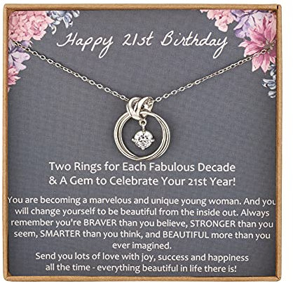 AnalysisyLove 21st Birthday Gifts for Her, Sterling Silver Two Circle Infinity Necklace for Young Women, 21 Year Old Birthday Jewellery Friendship Gift Ideas for Best Friend