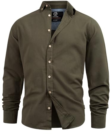 Indicode Herren Riverside Hemd kariert mit Button-Down-Kragen | Herrenhemd Männerhemd Army, L
