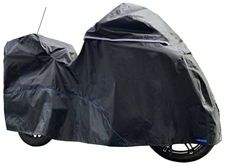 FENRIR 275CM 420D Motorrad abdeckplane motorradabdeckungen Outdoor wasserdicht motorradgarage motoradabdeckhaube lackschonend hitzebeständig Lüftungsdesign Oben Kasten+Seite Kasten Großes Toure