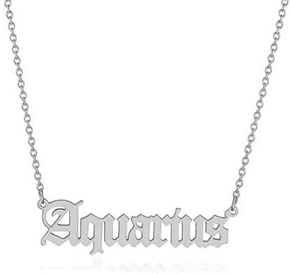 South Coast Jewellery Aquarius Zodiac Horoscope Birth Star Sign Necklace Gold Stainless Steel