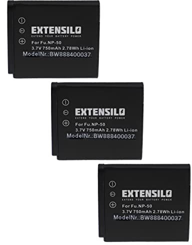 EXTENSILO 3X Akku kompatibel mit Pentax Q-S1, Q7, Q, Q10 Kamera (750 mAh, 3,7 V, Li-Ion)