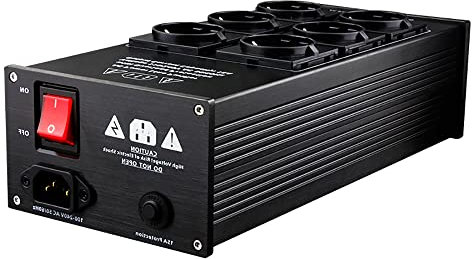 Jieotwice Audio Rauschunterdrückung AC Power Filter HiFi Power Conditioner Power Purifier Überlastschutz mit EU-Buchse Power Strip AC100-240V 3000W (6 EU-Steckdose)