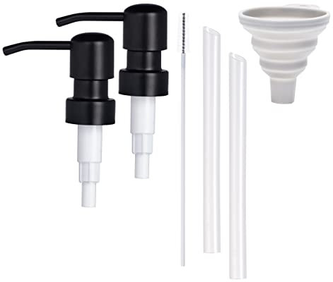 Easy-Tang Durable 304 Rust Proof Stainless Steel Pump Head,Kitchen Soap Dispenser Pump Replacement for Regular Mouth Bottle (Black 2 Pack)