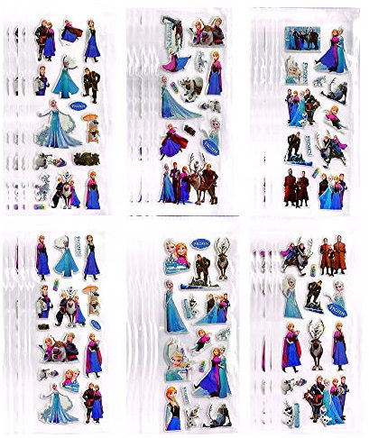FEIFEI'S BOW 24 Bögen Kinder Kleinkinder 3D Prinzessin Spiderman hero Puffy Sticker Party Bag Fillers Jungen Mädchen Lehrer als Belohnung Handwerk Scrapbooking Tiere LKW Flugzeug (Elsa)