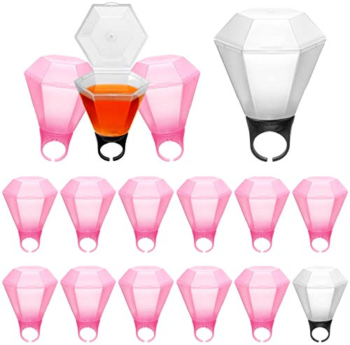 Hungdao Plastic Wedding Ring Shot Glass Diamond Ring Shot Bachelorette Finger Ring Cups for Wedding Bridal Shower Party Favors(12 Pieces)
