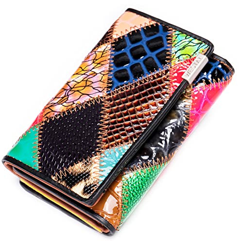 Eysee Brieftaschen Damen Leder- Klassische und modische Geldbörse bunt (Mode 1-B)