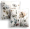 LUEAXRG Blumen Kissenbezüge Set mit 2 Kissenbezügen 45 x 45 cm Moderne abstrakte Blumen Aquarellmalerei Dekorationskissenbezüge quadratisch weich Bauernhaus Kissenbezüge für Couch Sofa Bett Auto