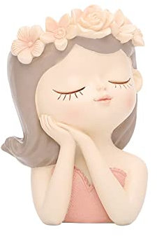 Dostear Grande Statue Jardin Exterieur Voiture Accessoires Deco Decoration Salon Moderne Objet Interieur Sculpture Moderne Fille Rose 11 X 8 X 7cm