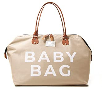 Fume London Borsa per neonati, borse per fasciatoio per neonati impermeabili, per viaggi e maternità, borsa per pannolini per neonati di grandi dimensioni (Beige)