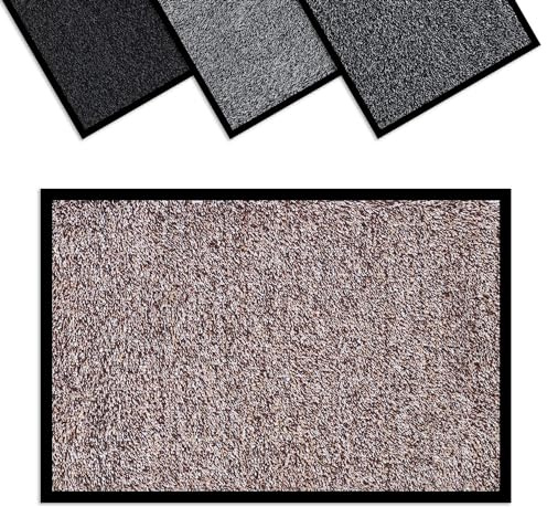 Vinsani Hallway Runner Rug 40x60cm - Non-Slip Rubber Back, Heavy Duty Dirt Trapper Carpet | Water Absorbent, Washable Mat for Kitchen and Living Room - Coffee