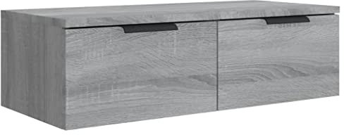 vidaXL Armario de Pared Mueble Aparador Almacenaje Cajones Colgante para TV Estante Flotante Salón Decoración Madera Contrachapada Gris Sonoma