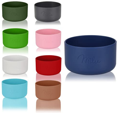 Milu Patin en silicone pour gourde 500ml 750ml 1000ml - Pièce détachée - Couleur bleu marine - Antidérapant (1000ml, Ø 9cm)