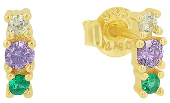 s.Oliver Ohrstecker 925 Sterling Silber Damen Ohrschmuck, mit Zirkonia synth., 0,8 cm, Gold, Kommt in Schmuck Geschenk Box, 2035502