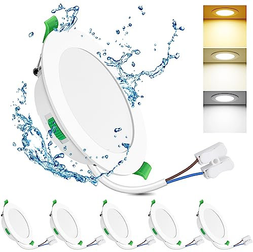 ALUSSO LIGHTING 7W LED Einbaustrahler 230V,Einbaustrahler Led Dimmbar,Deckenspots 550 Lumen,3CCT 3000K 4000K 6500K Einstellbar Einbauleuchten,IP65 Deckenstrahler für Badezimmer,Küche, 6er Set,Weiß