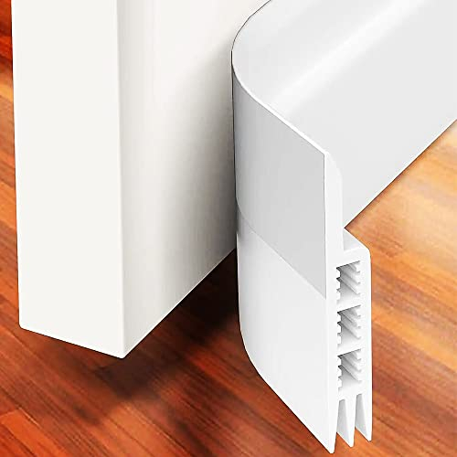2WO® Boudin De Porte Isolant Froid Chaud 100 x 5 Cm | Bas De Porte Isolant Phonique Adhésif - Boudin Porte Isolation Phonique - Isolant Porte - Calfeutrer Bas De Porte Anti Bruit (Blanc)