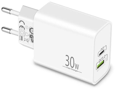 MatauMahi Cargador USB C 30W para iPhone 16/15/14/13 Pro MAX/Pro/Plus, Adaptador Corriente con PD/QC/PPS, Enchufe Cargador Carga Rápida Compatible con Samsung S24/S23/S22/S21, Google Pixel 9/8/7/6