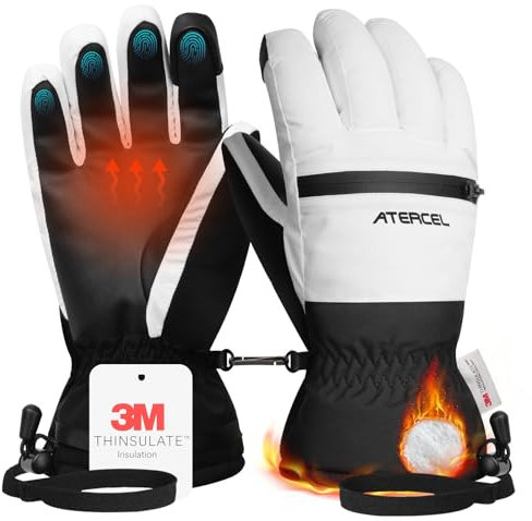 ATERCEL Skihandschuhe 3M Thinsulate Wasserdicht Touchscreen Warme Winter Snowboardhandschuhe für Herren und Damen