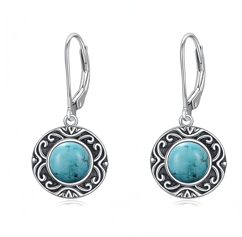 VONALA Türkis Ohrringe Damen Silber 925 Boho Ohrringe Hängend keltische Boho Türkis Schmuck für Frauen Mädchen (Boho)